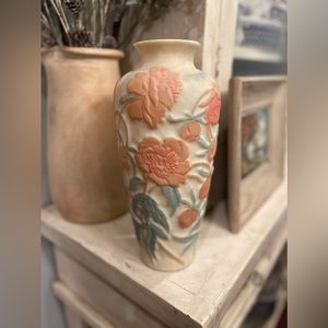 Vintage Consolidated Glass Company Peony Satin/Frosted Glass Vase Uranium